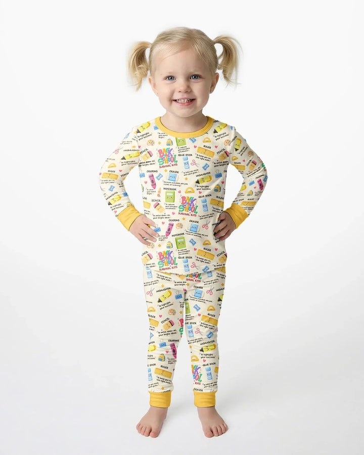 Back To School Survival Kit Bamboo Two Piece Long Sleeve Pajama Set