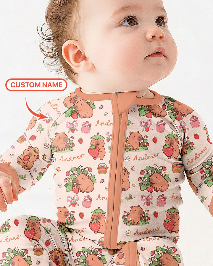 Custom Name Capybara Strawberry Bamboo Convertible Zippy