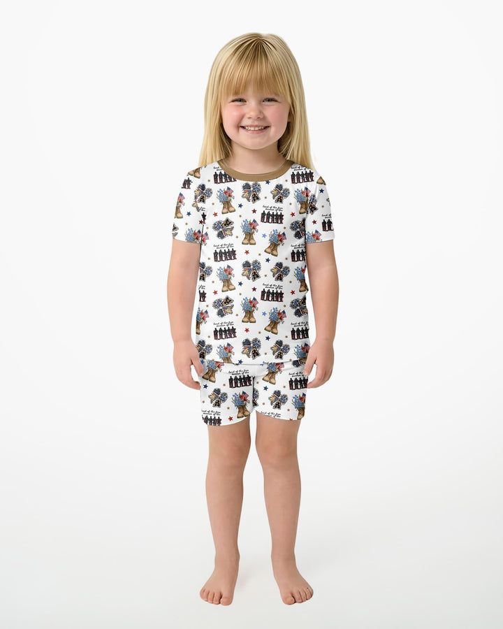 Honor the Brave Family Matching Bamboo Two Piece Short Sleeve Shorts Pajama Set