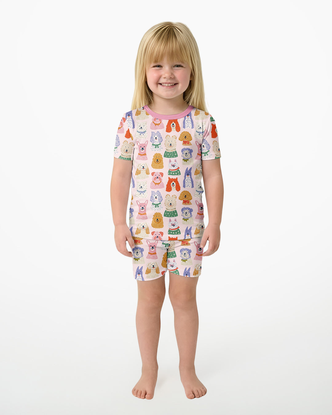 Conjunto de Pijama de Dos Piezas de Bambú con Mangas Cortas y Pantalones Cortos