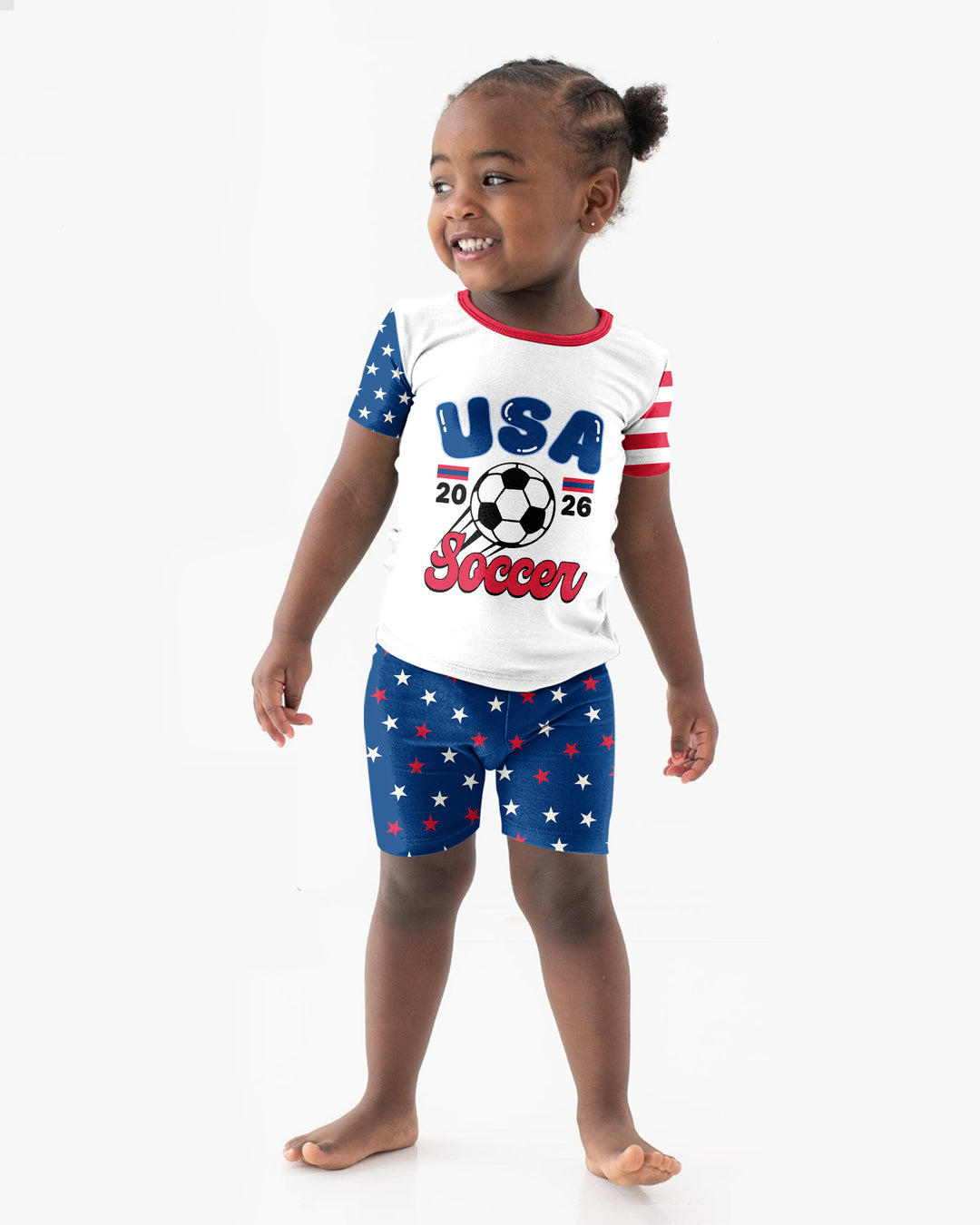 USA Soccer Cup Bamboo Two Piece Short Sleeve Shorts Pajama Set