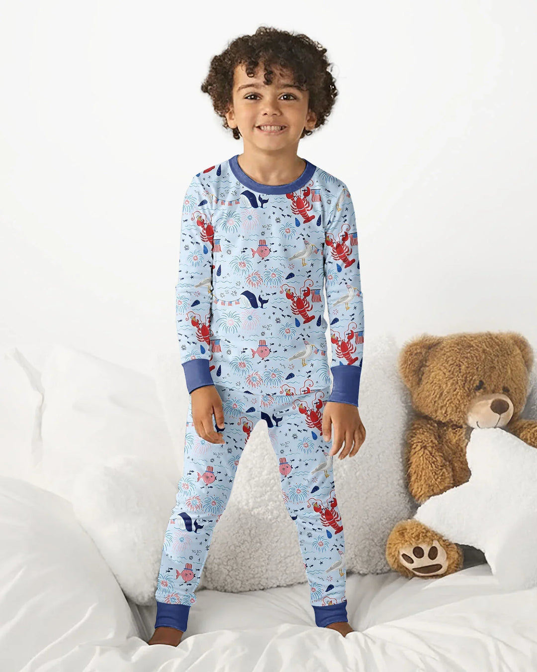 Zweiteiliges Langarm-Pyjama-Set mit Sommerfrüchten
