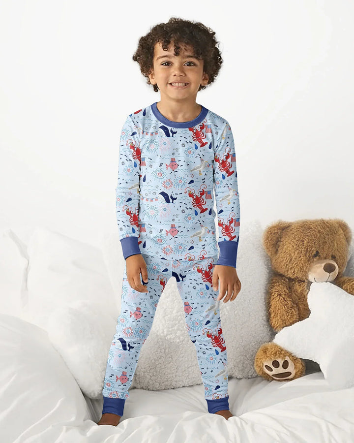 Zweiteiliges Langarm-Pyjama-Set mit Sommerfrüchten