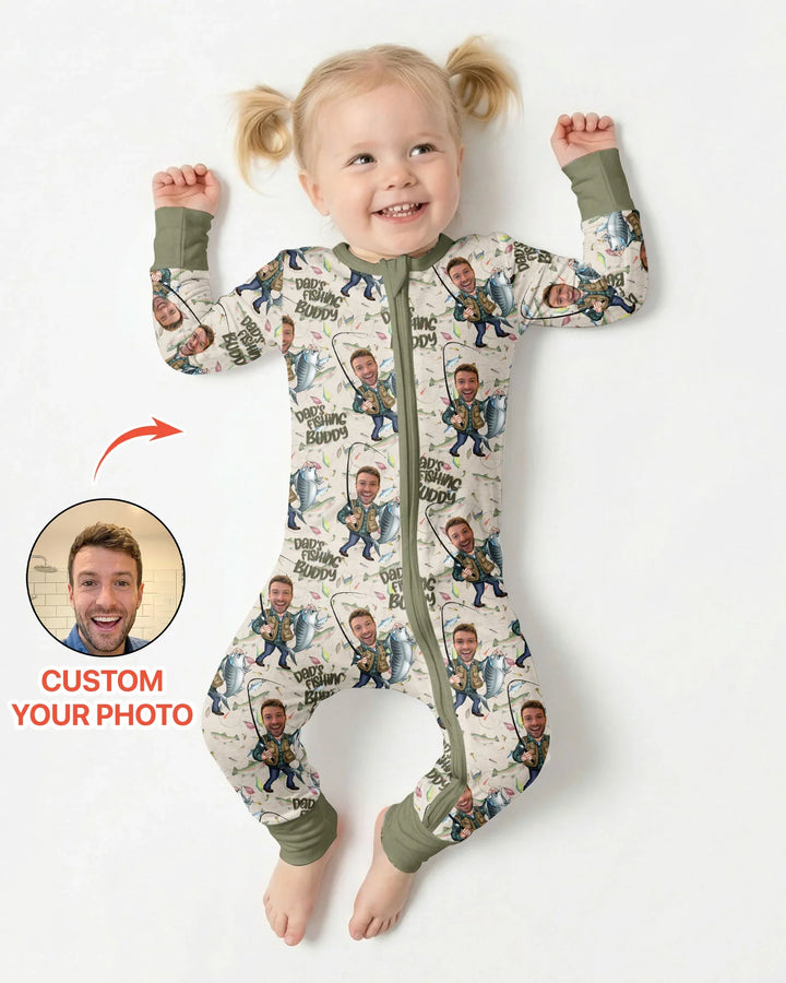 Custom Photo Dad Fishing's Buddy Daddy & Me Matching Bamboo Convertible Zippy