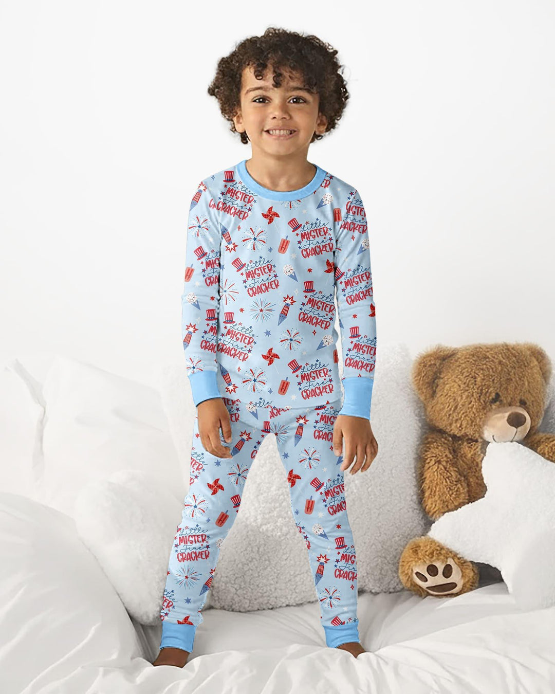 Little Miss Firecracker 4th July Bamboo Two Piece Long Sleeve Pajama Set