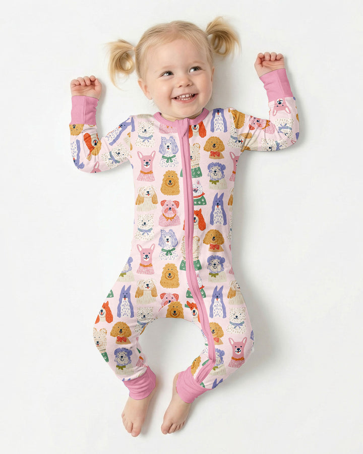 Whimsical Puppy Parade Family Matching Bamboo Convertible Zippy