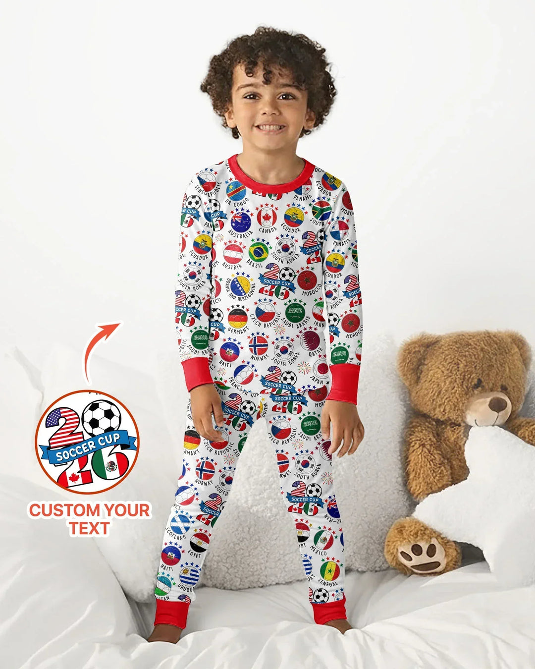 The World Plays Here 2026 Soccer Tour Bamboo Two Piece Long Sleeve Pajama Set