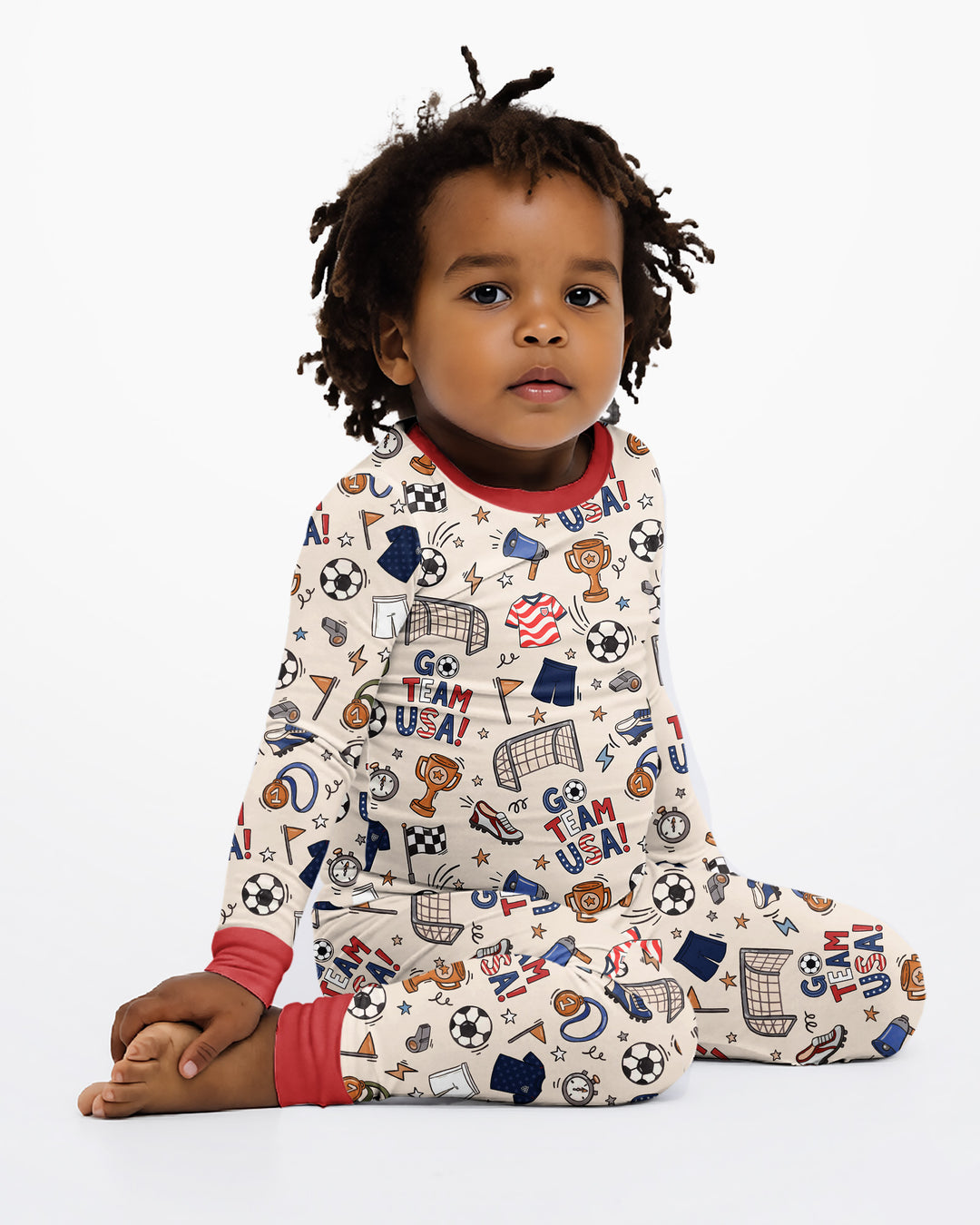 Soccer Go Team USA Bamboo Two Piece Long Sleeve Pajama Set
