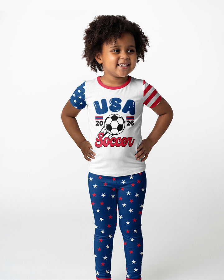 USA Soccer Cup Bamboo Two Piece Short Sleeve Pajama Set