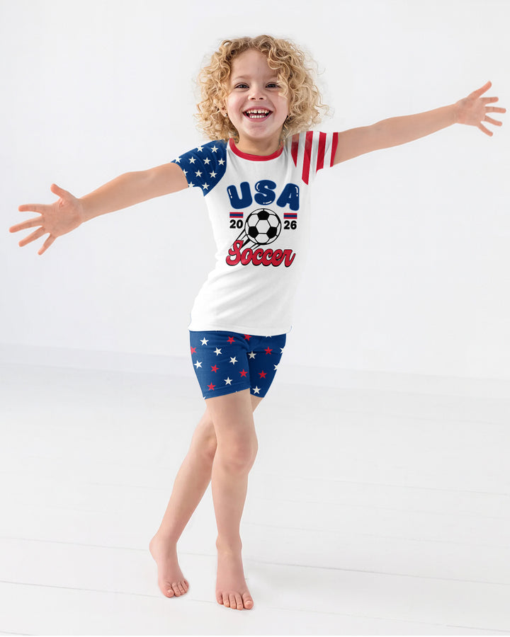 USA Soccer Cup Bamboo Two Piece Short Sleeve Shorts Pajama Set