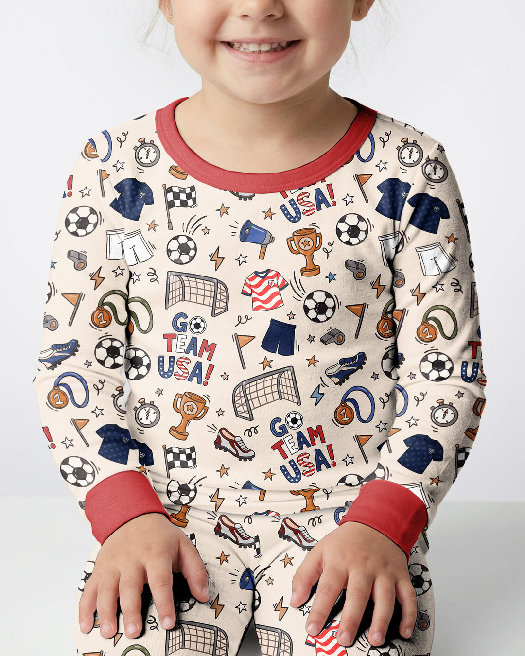 Soccer Go Team USA Bamboo Two Piece Long Sleeve Pajama Set