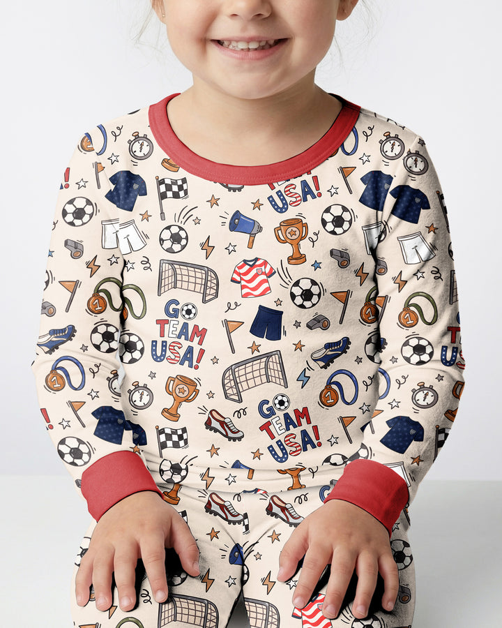 Soccer Go Team USA Bamboo Two Piece Long Sleeve Pajama Set