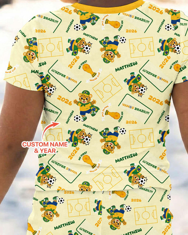 Conjunto de pijama de dos piezas de bambú de manga corta, plantilla personalizada