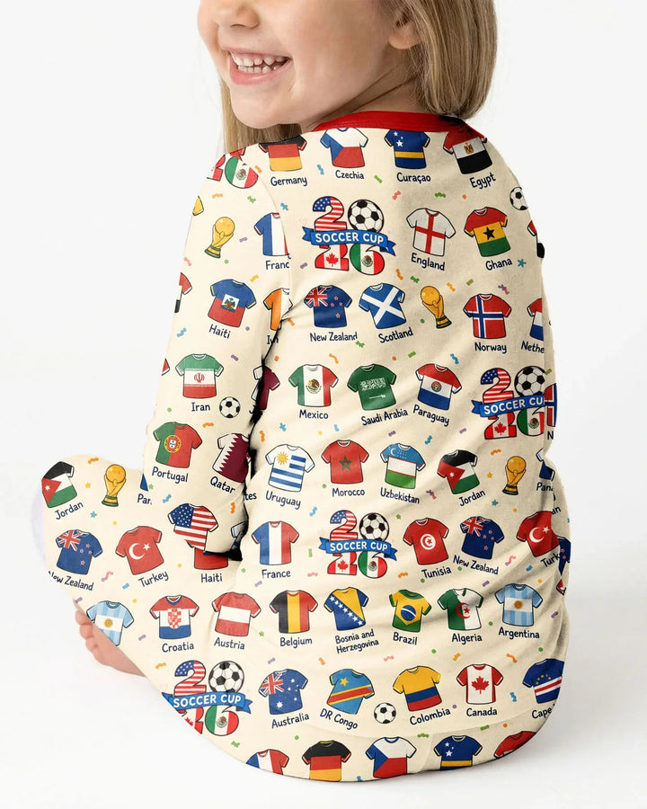 2026 Soccer World Jersey Flag Bamboo Two Piece Long Sleeve Pajama Set