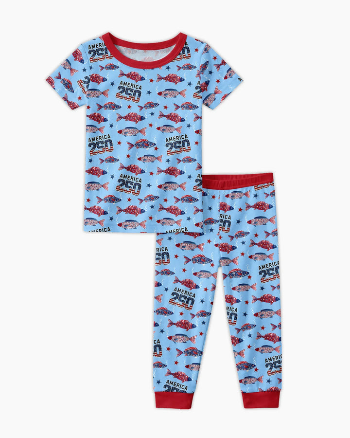 Conjunto de pijama de dos piezas de manga corta de bambú