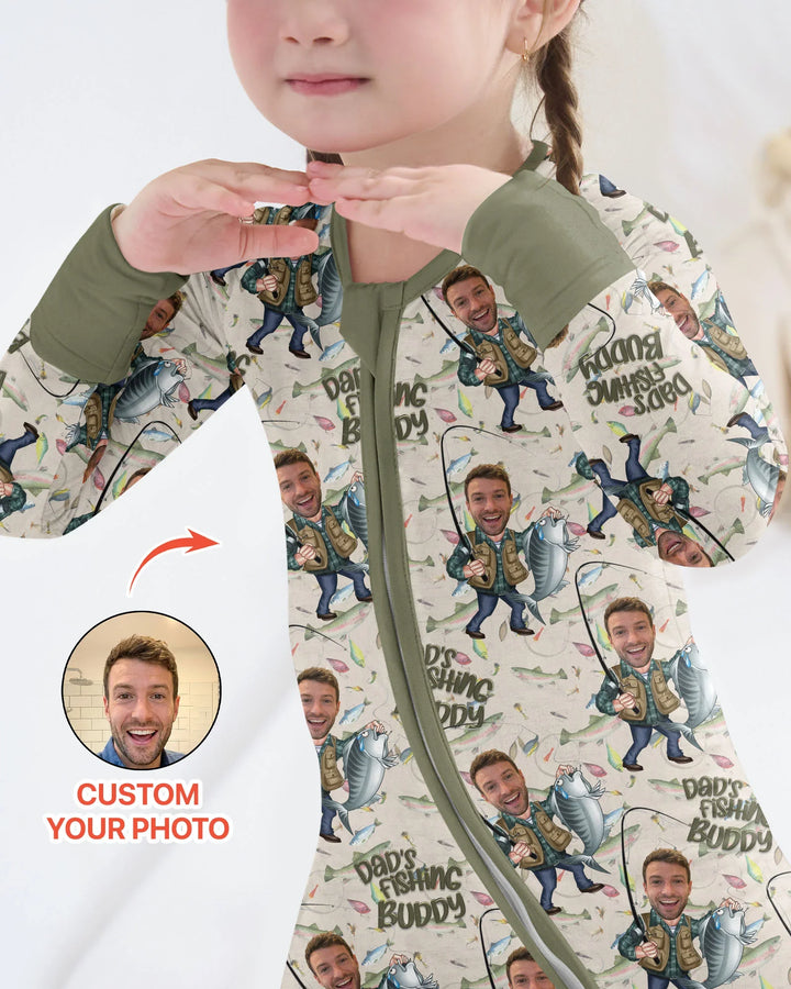 Custom Photo Dad Fishing's Buddy Daddy & Me Matching Bamboo Convertible Zippy