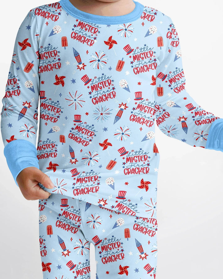 Little Miss Firecracker 4th July Bamboo Two Piece Long Sleeve Pajama Set