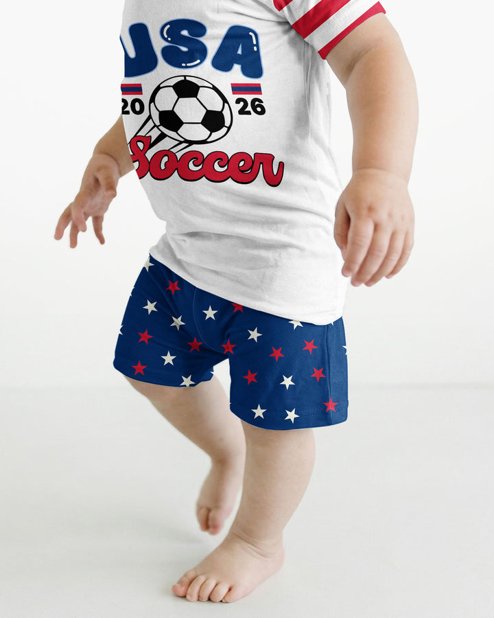 USA Soccer Cup Bamboo Two Piece Short Sleeve Shorts Pajama Set
