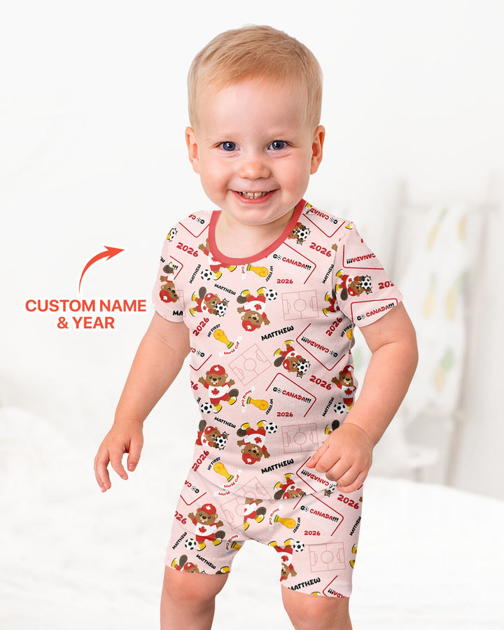 Pijama de bambú de dos piezas de manga corta con pantalón corto, plantilla personalizada