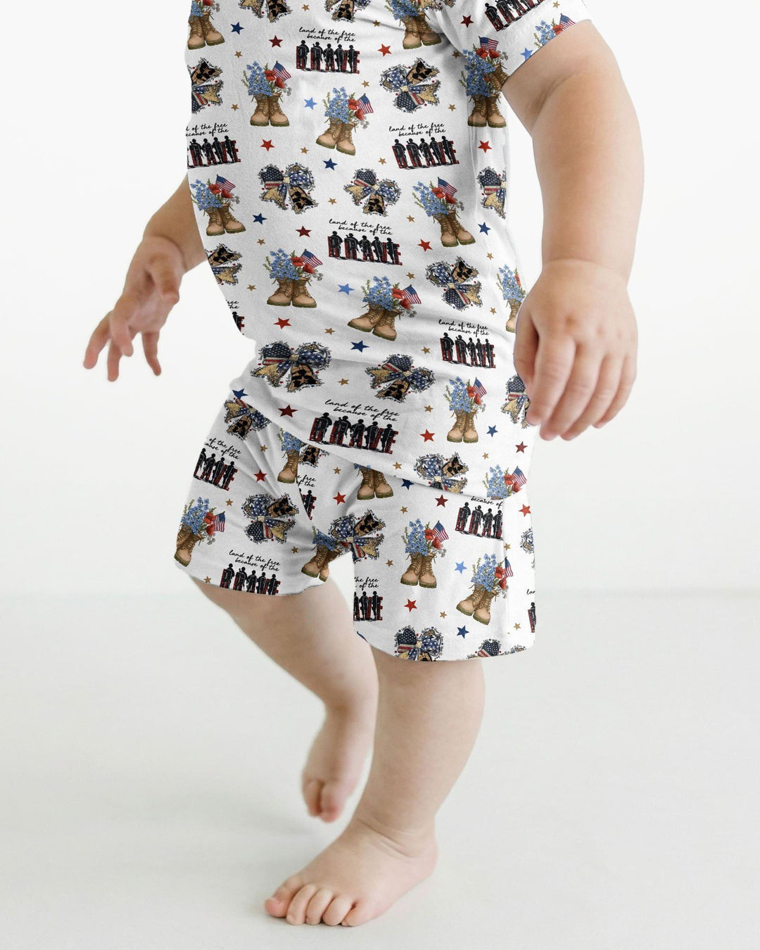 Honor the Brave Family Matching Bamboo Two Piece Short Sleeve Shorts Pajama Set