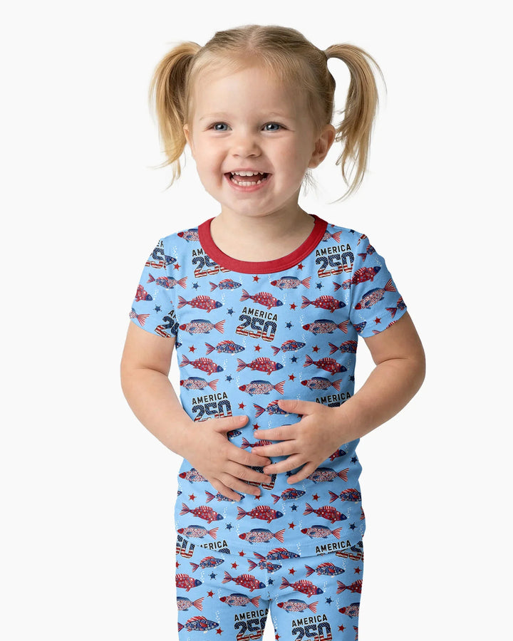 Conjunto de pijama de dos piezas de manga corta de bambú