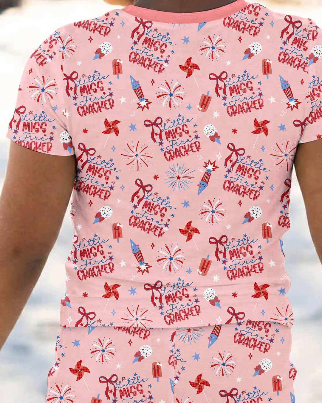 Little Miss Firecracker 4th July Bamboo Two Piece Short Sleeve Pajama Set