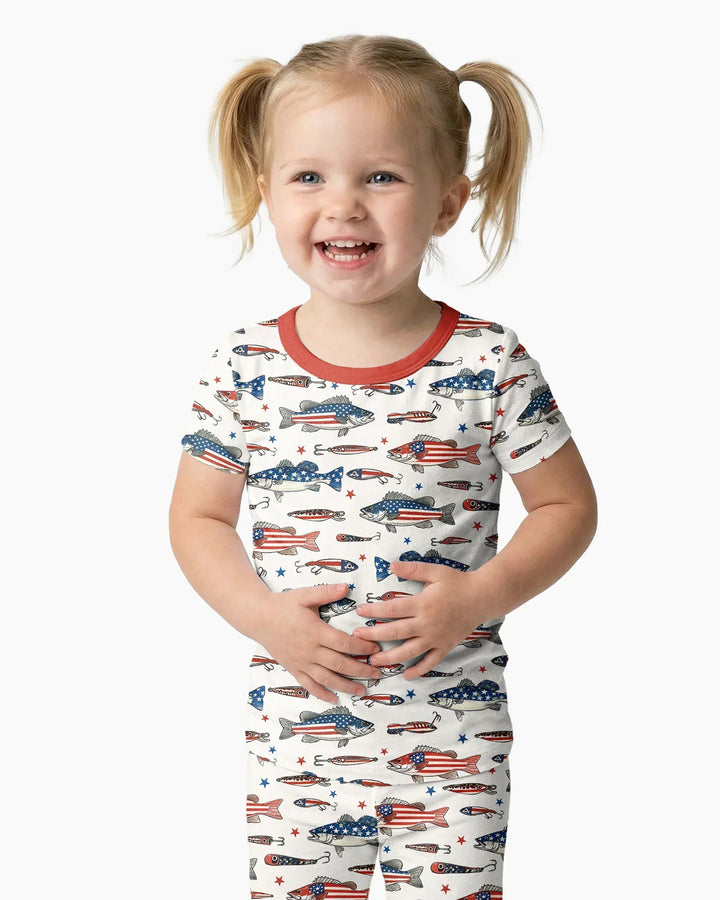 Conjunto de pijama de dos piezas de manga corta de bambú