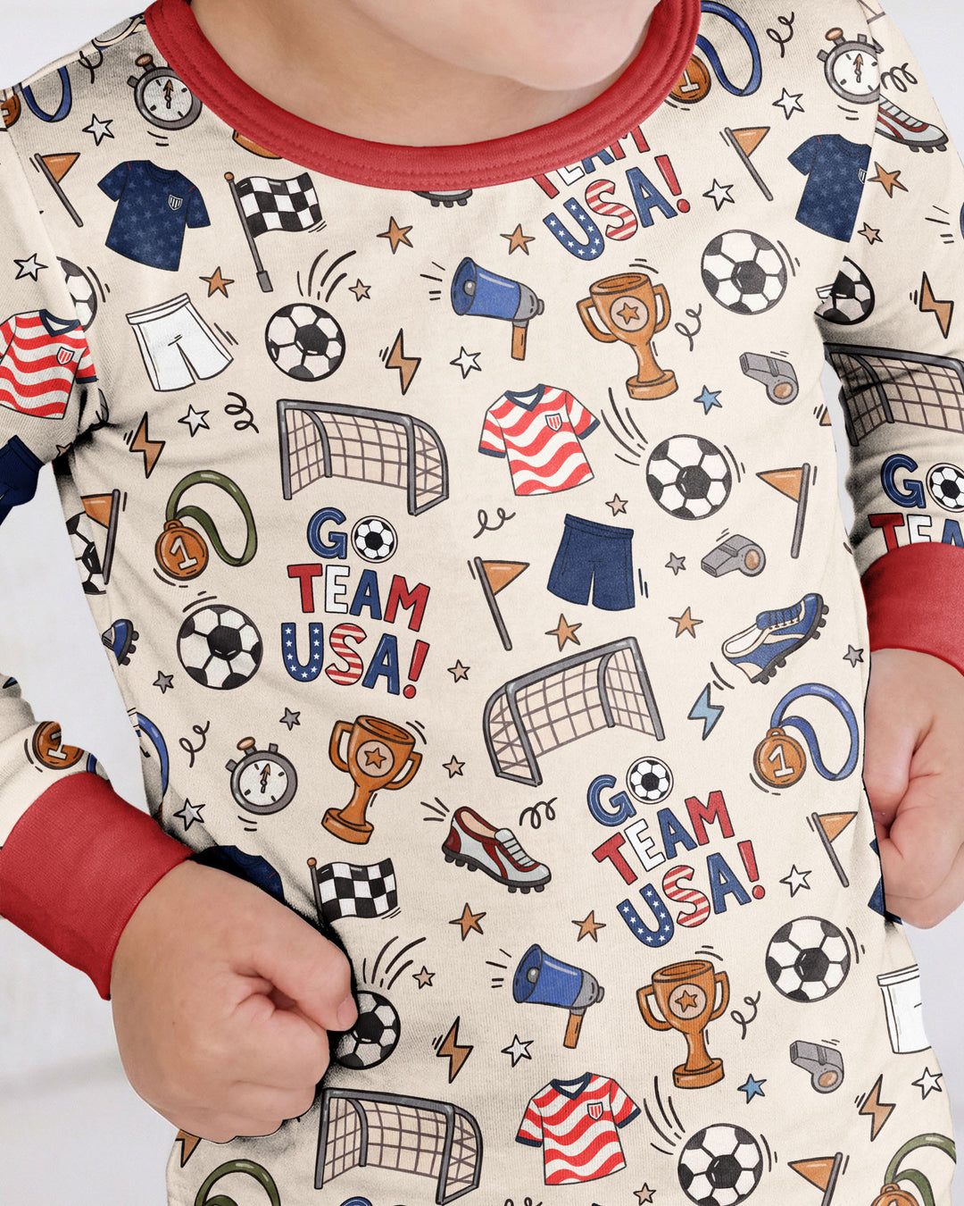 Soccer Go Team USA Bamboo Two Piece Long Sleeve Pajama Set