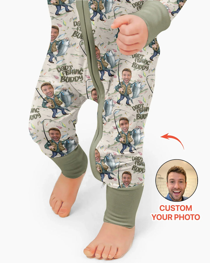 Custom Photo Dad Fishing's Buddy Daddy & Me Matching Bamboo Convertible Zippy