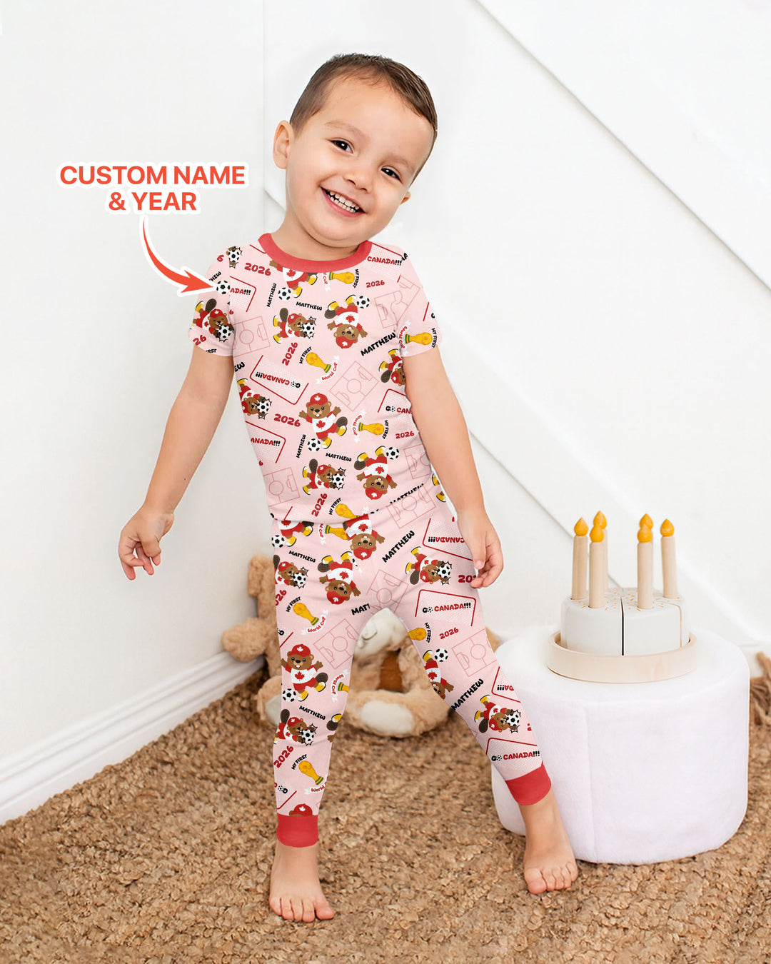 Conjunto de pijama de dos piezas de bambú de manga corta, plantilla personalizada