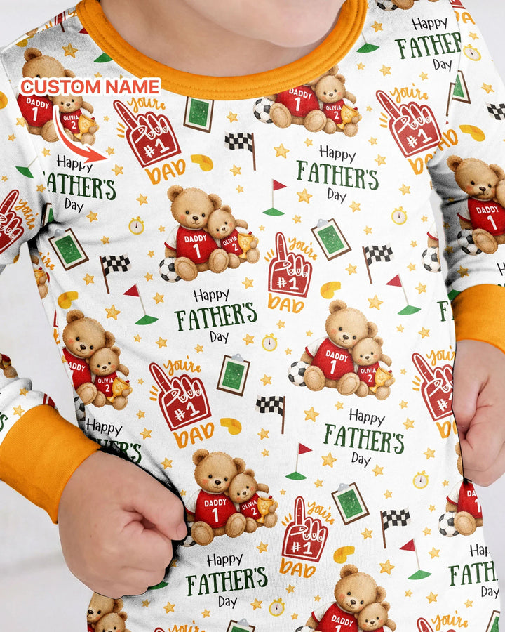 You're #1 Dad Daddy & Me Matching Bamboo Two Piece Long Sleeve Pajama Set