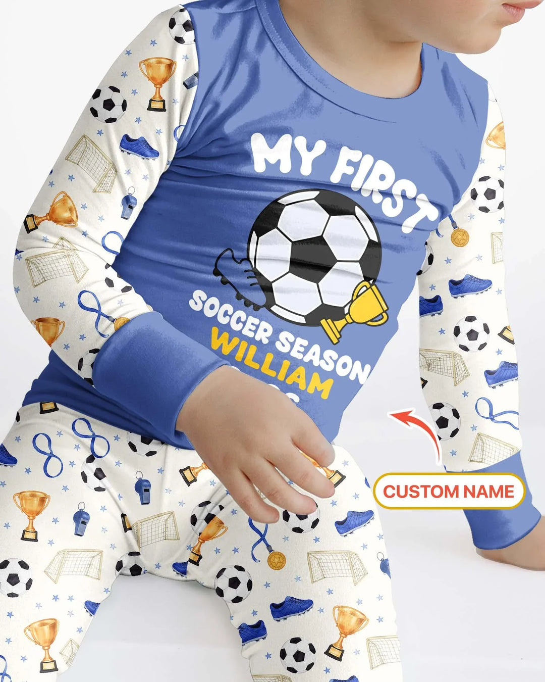 Custom Name My First Soccer Season Bamboo Two Piece Long Sleeve Pajama Set