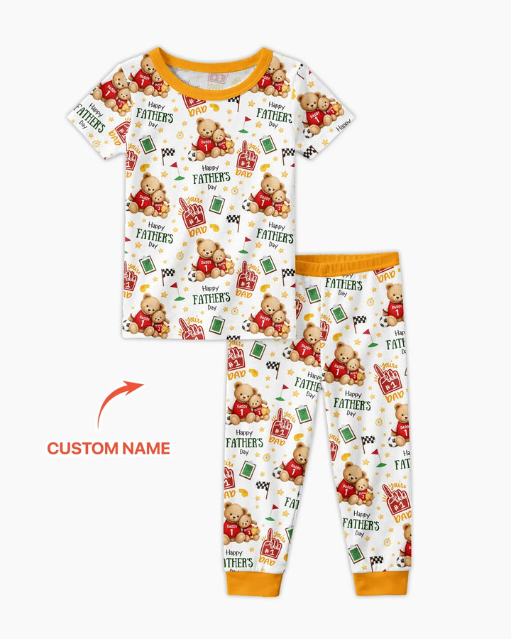 You're #1 Dad Daddy & Me Matching Bamboo Two Piece Short Sleeve Pajama Set