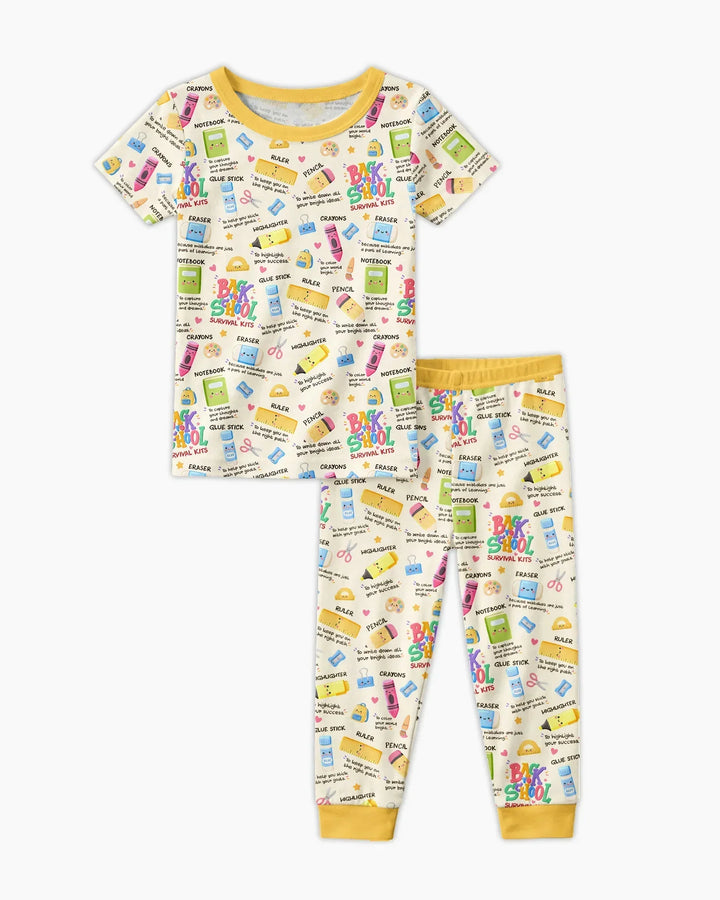 Back To School Survival Kit Bamboo Two Piece Short Sleeve Pajama Set