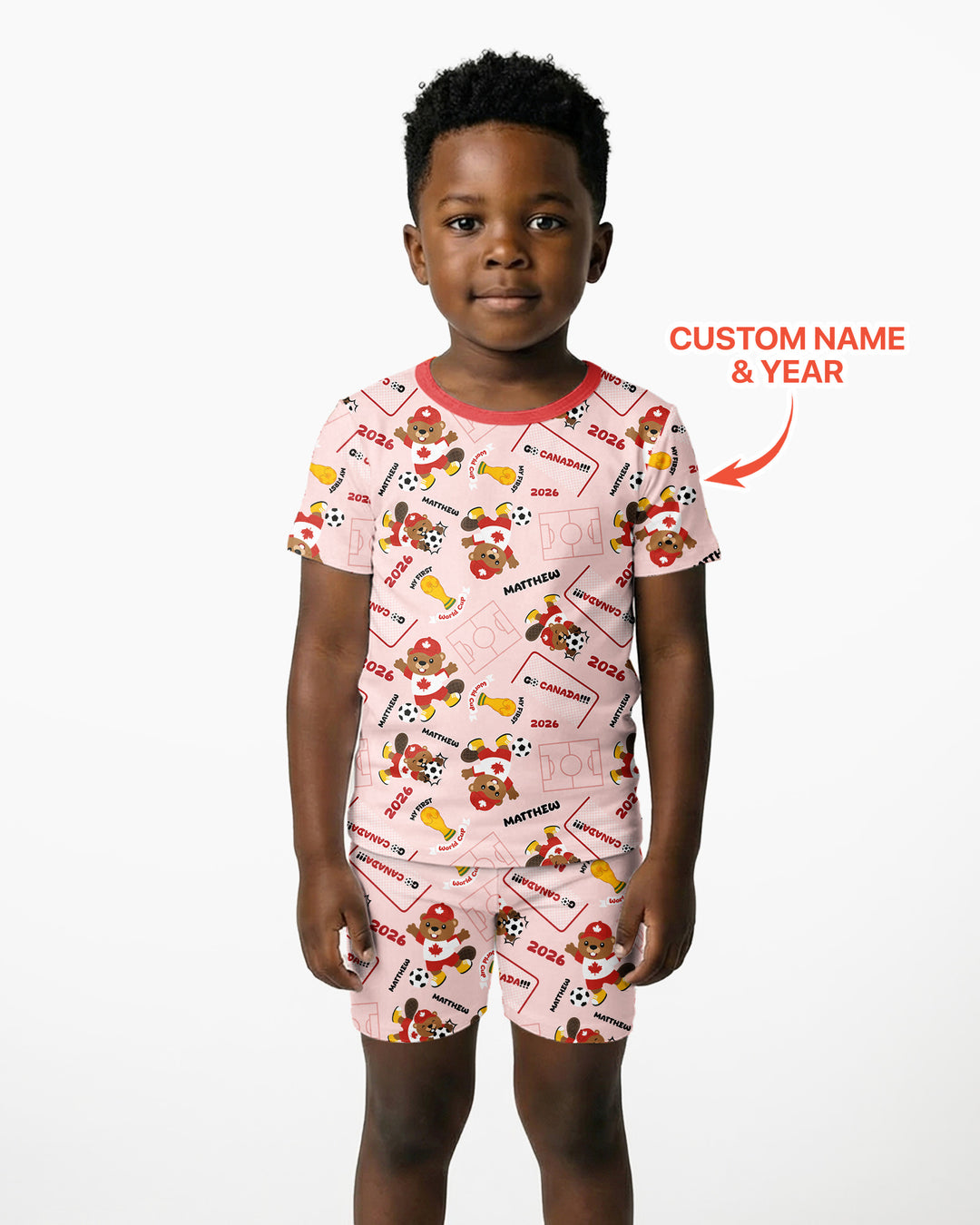 Pijama de bambú de dos piezas de manga corta con pantalón corto, plantilla personalizada