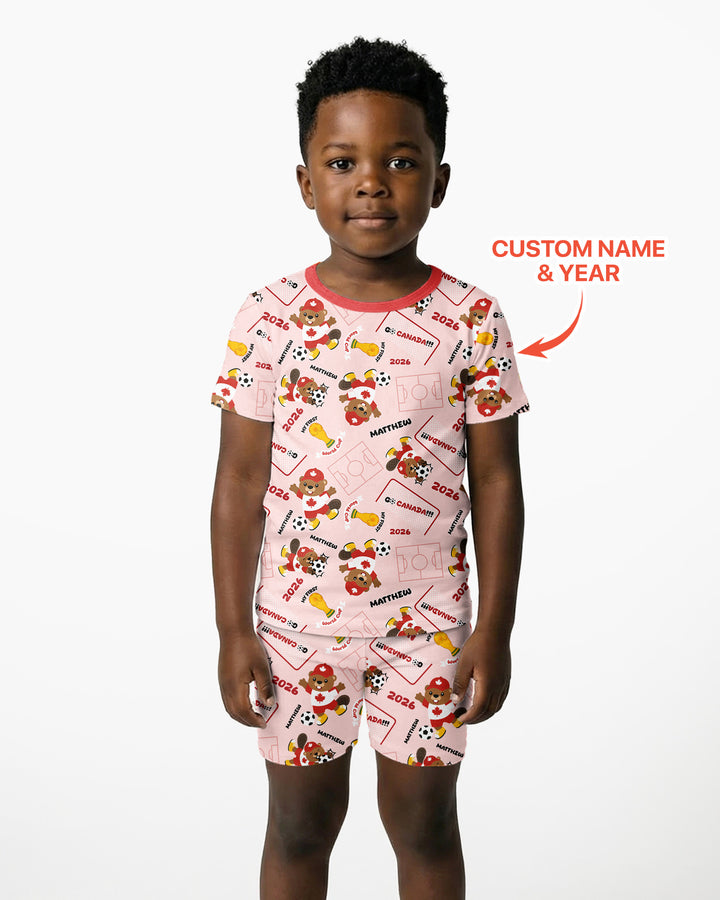 Pijama de bambú de dos piezas de manga corta con pantalón corto, plantilla personalizada