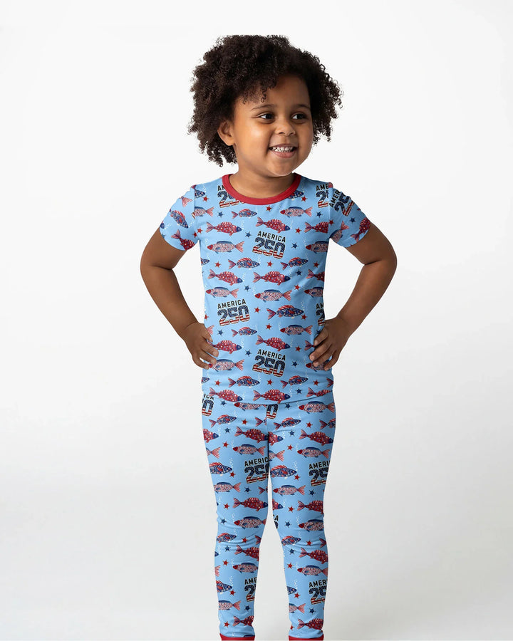 Conjunto de pijama de dos piezas de manga corta de bambú