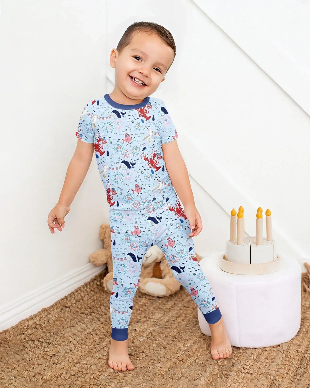 Zweiteiliges, kurzärmliges Pyjama-Set mit Marienkäfern
