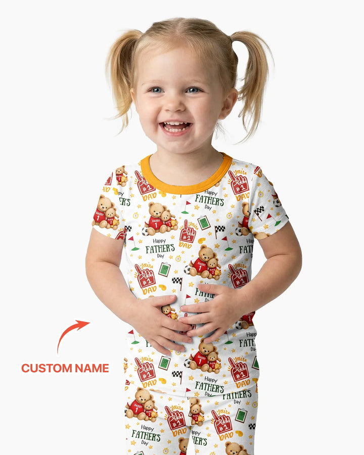 You're #1 Dad Daddy & Me Matching Bamboo Two Piece Short Sleeve Pajama Set