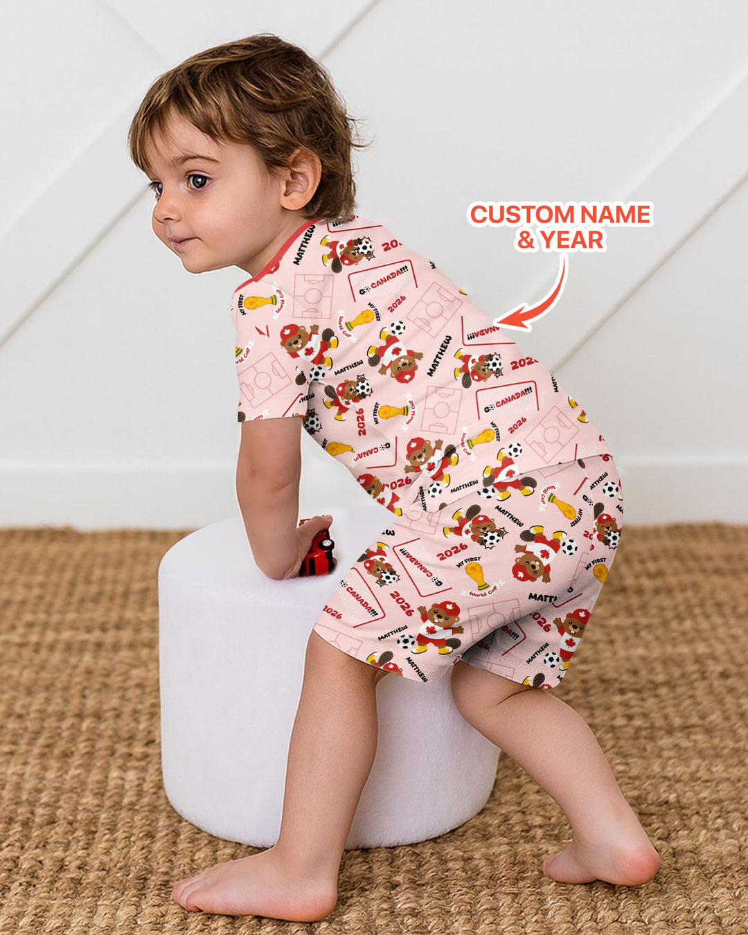Pijama de bambú de dos piezas de manga corta con pantalón corto, plantilla personalizada