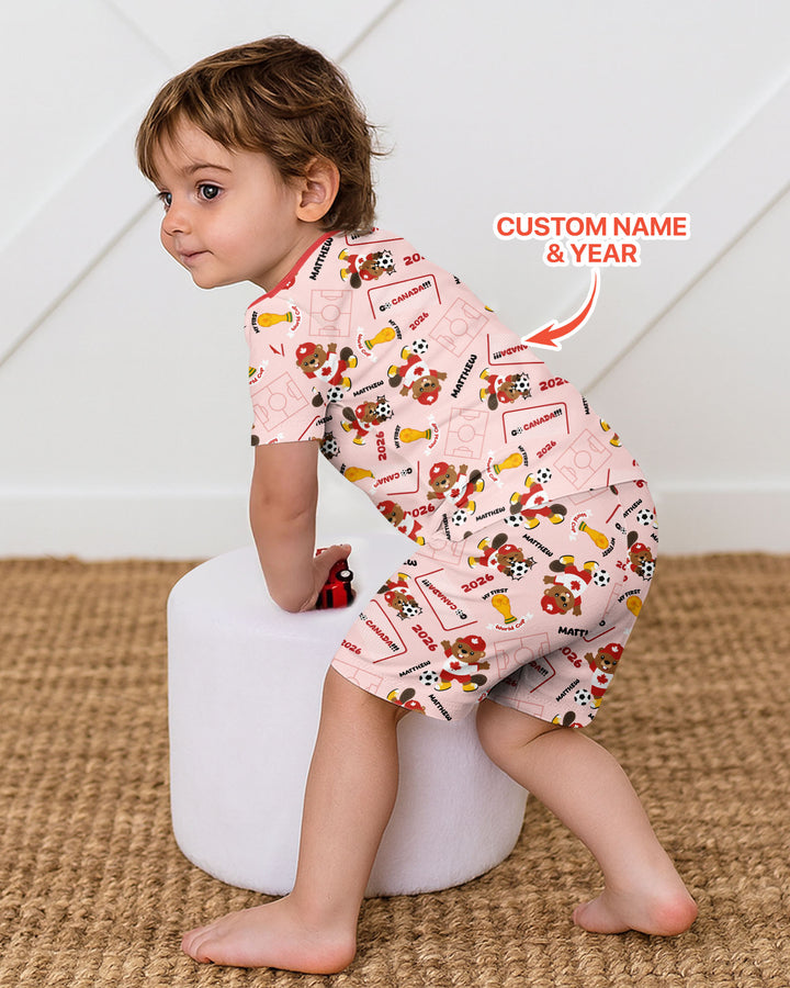 Pijama de bambú de dos piezas de manga corta con pantalón corto, plantilla personalizada
