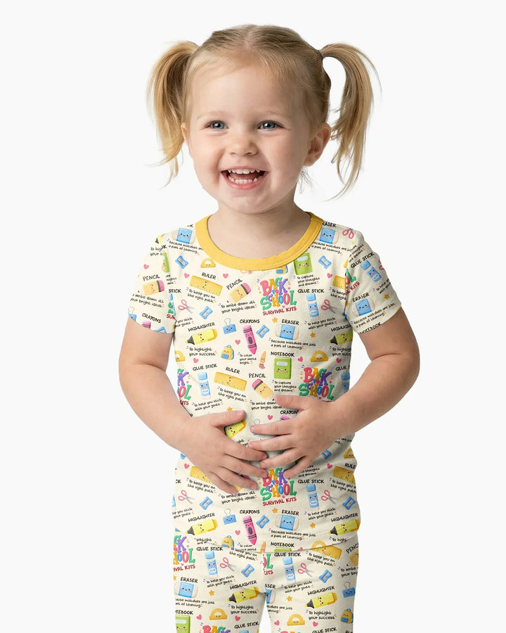Back To School Survival Kit Bamboo Two Piece Short Sleeve Pajama Set