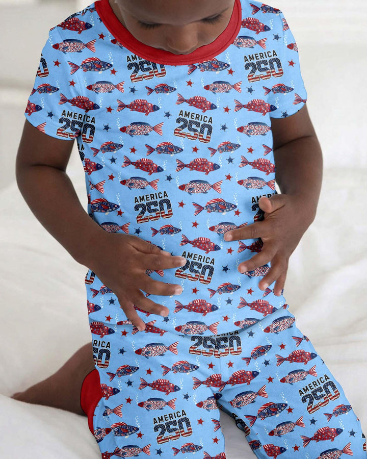 Conjunto de pijama de dos piezas de manga corta de bambú