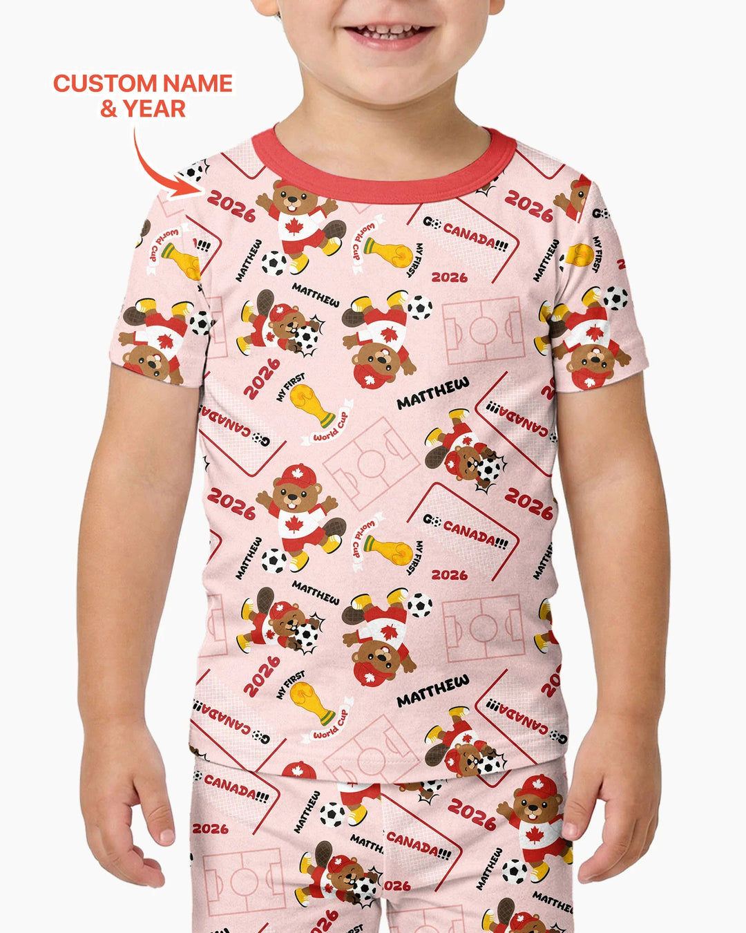 Conjunto de pijama de dos piezas de bambú de manga corta, plantilla personalizada