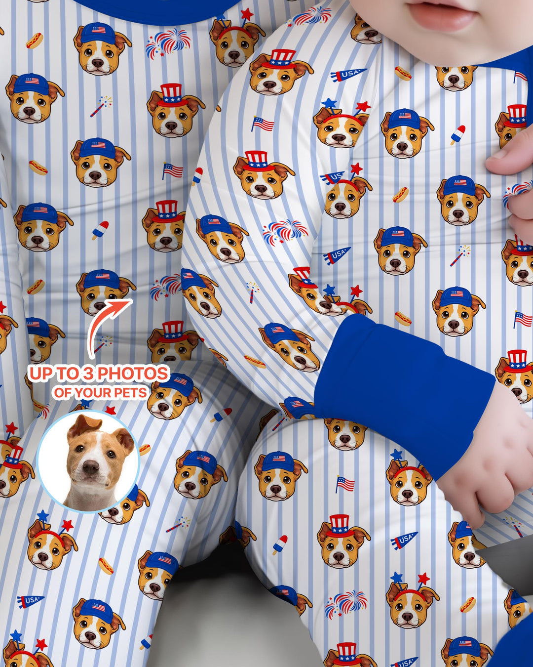 Custom Pet Image 4th of July Family Matching Bamboo Convertible Zippy