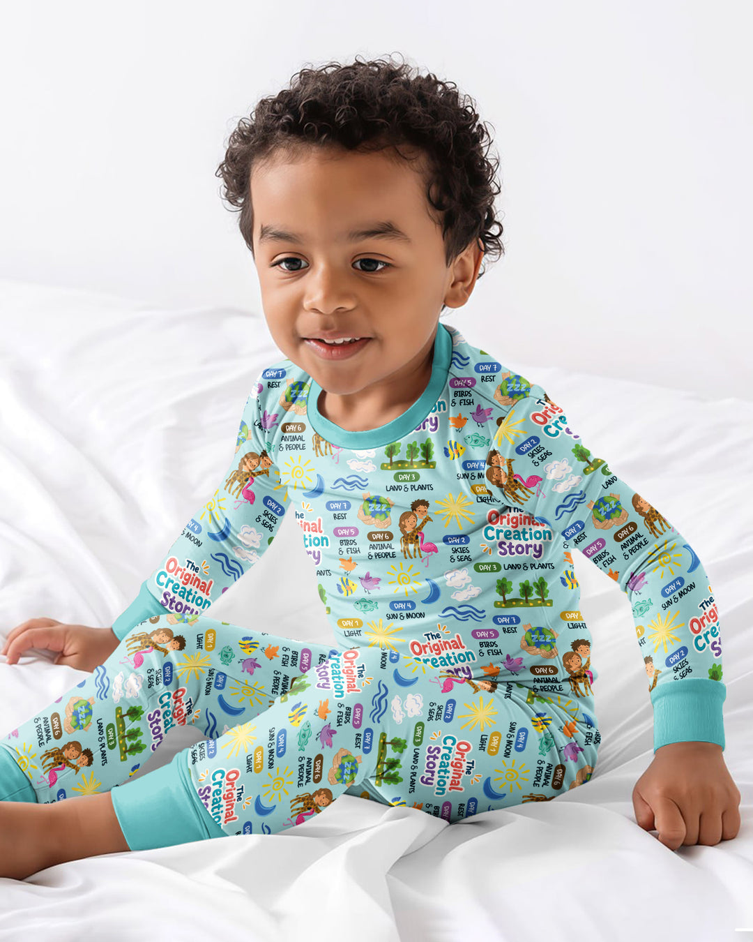 The Seven Days Of Creation Story Bamboo Two Piece Long Sleeve Pajama Set