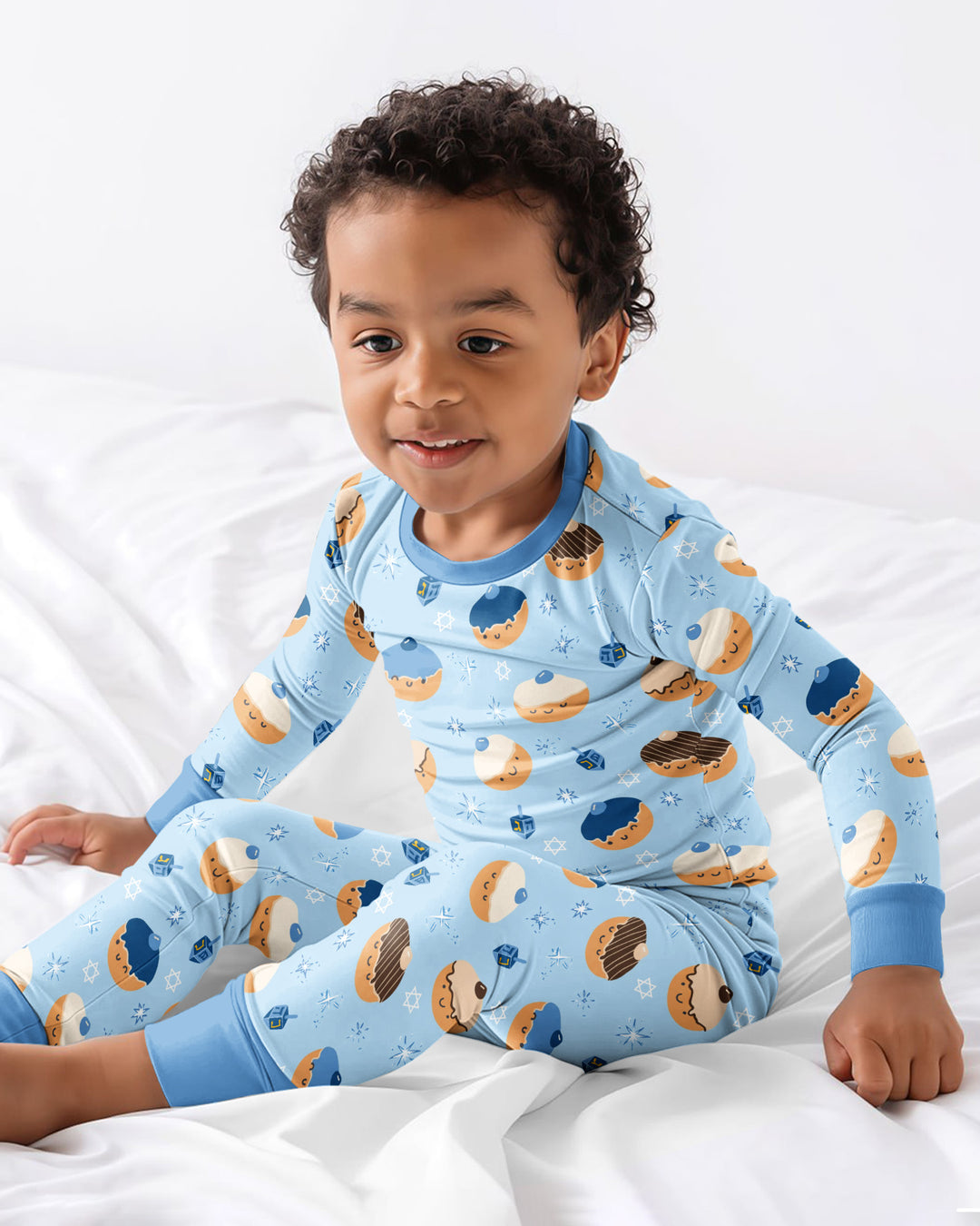 Hanukkah Donut Family Matching Bamboo Two Piece Long Sleeve Pajama Set