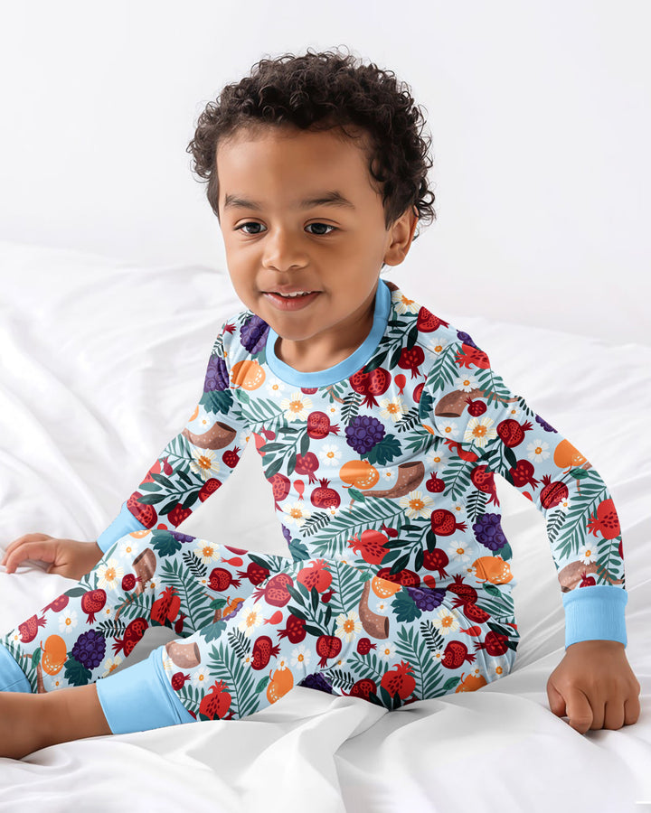 Pomegranate Blessings Night Family Matching Bamboo Two Piece Long Sleeve Pajama Set