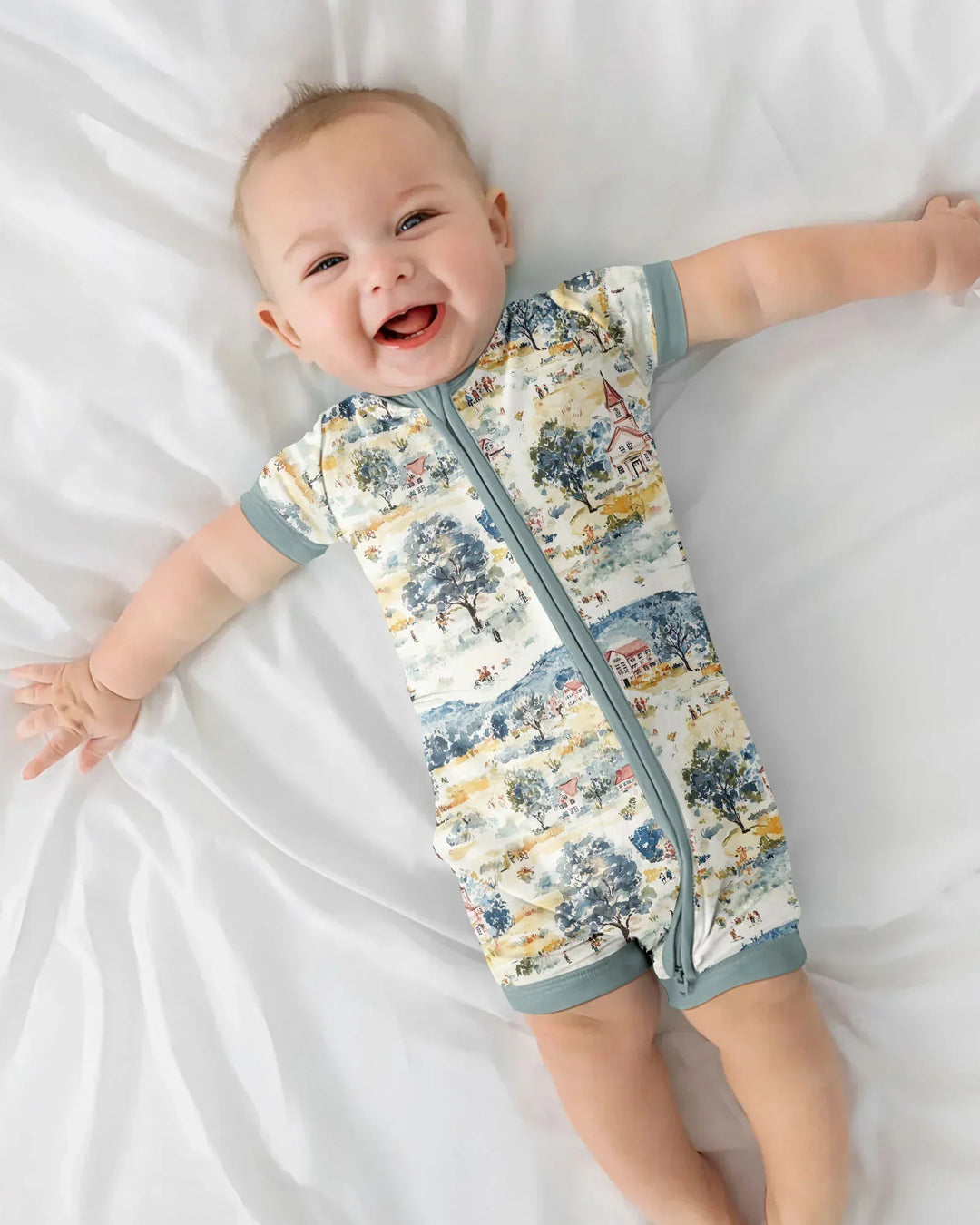 Whimsical Watercolor School Village Bamboo Shorty Zippy