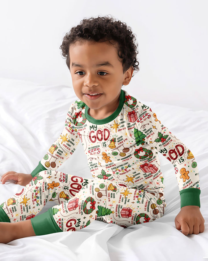 Christmas My God Is Bamboo Two Piece Long Sleeve Pajama Set